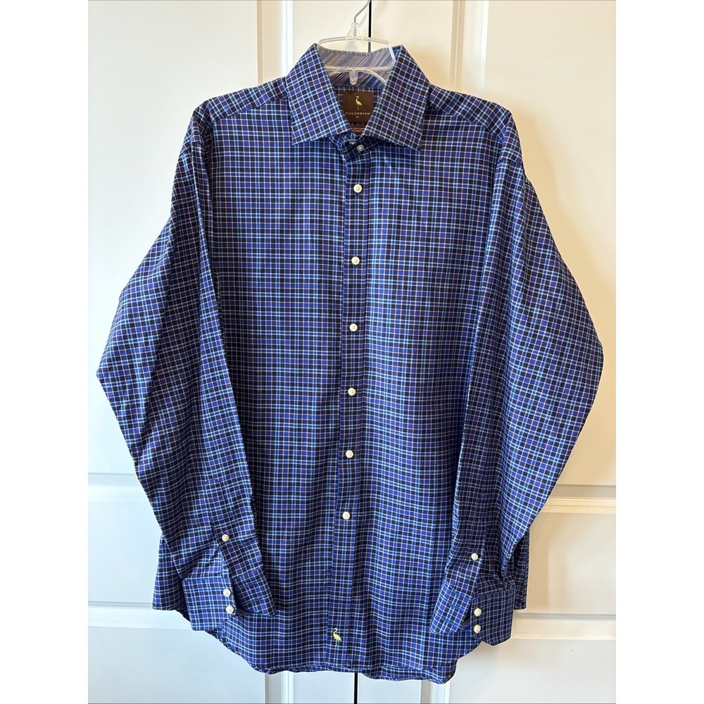 TailorByrd Collection Men's Plaid Button-Up Long Sleeve Woven Shirt XL Pockets